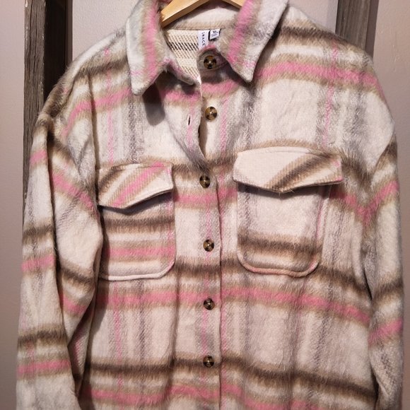 NEW -Brushed Drop Back Shacket Pink & Choc. Mocha Super Soft Jacket - Brand NEW - Picture 6 of 7